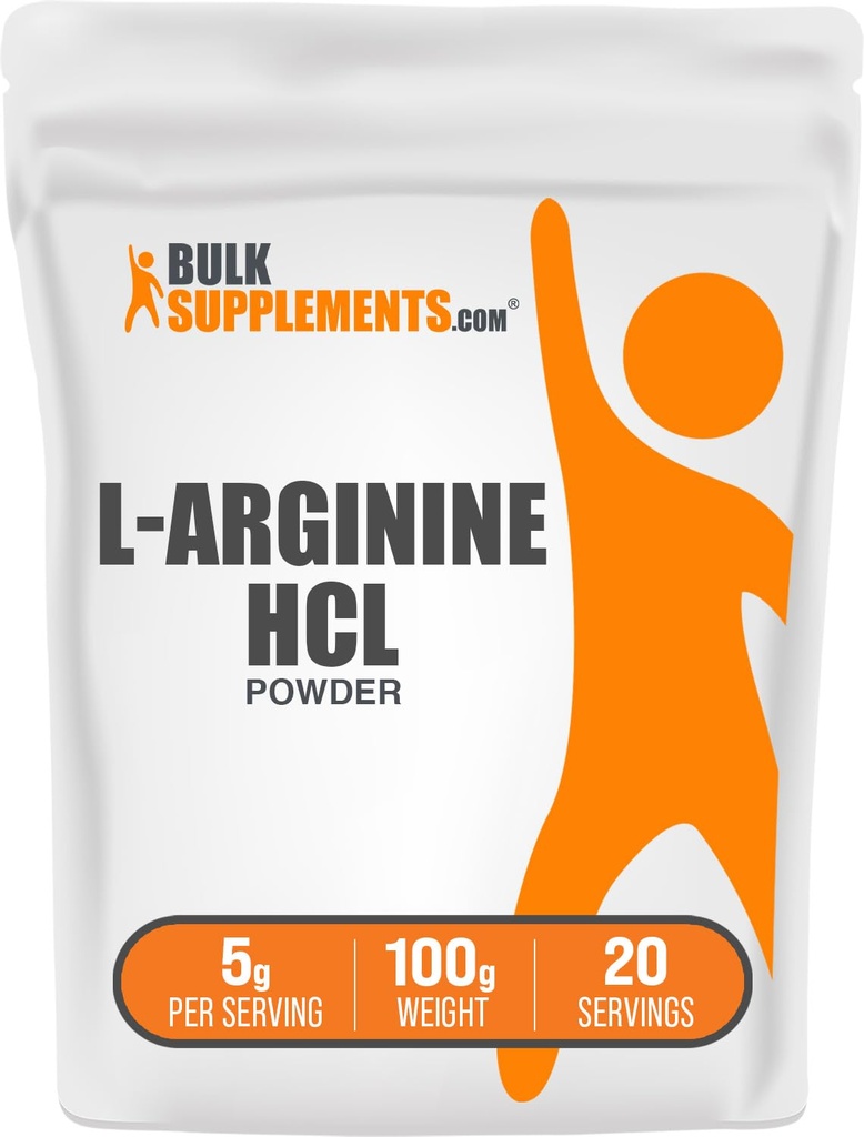BulkSupplements.com L-アルギニンHClパウダー - ニトリオキサイドサプリメント、アルギニンパウダー - アンフレーバー&グルテンフリー、サービング5g、100g(3.5オンス)(パッケージ1)
