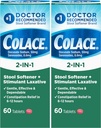 コレース 2-in-1 スツール軟化剤プラス 興奮剤 有効便秘救済、Docusate ナトリウムプラス セノシド、60 カウント (パッケージ 2)