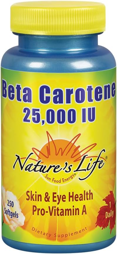 Nature's Life Beta Carotene 25,000 IU | 健康な免疫機能と肌と眼の健康をサポート | 抗酸化サプリメント | 250 Softgels