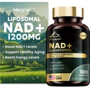 リポソーム NAD+ トランスレスベラトロールで1200mgを補う - ブーストNAD + レベル, エネルギー & アンチエイジング サポート - ビーガン, 100 ソフトゲル