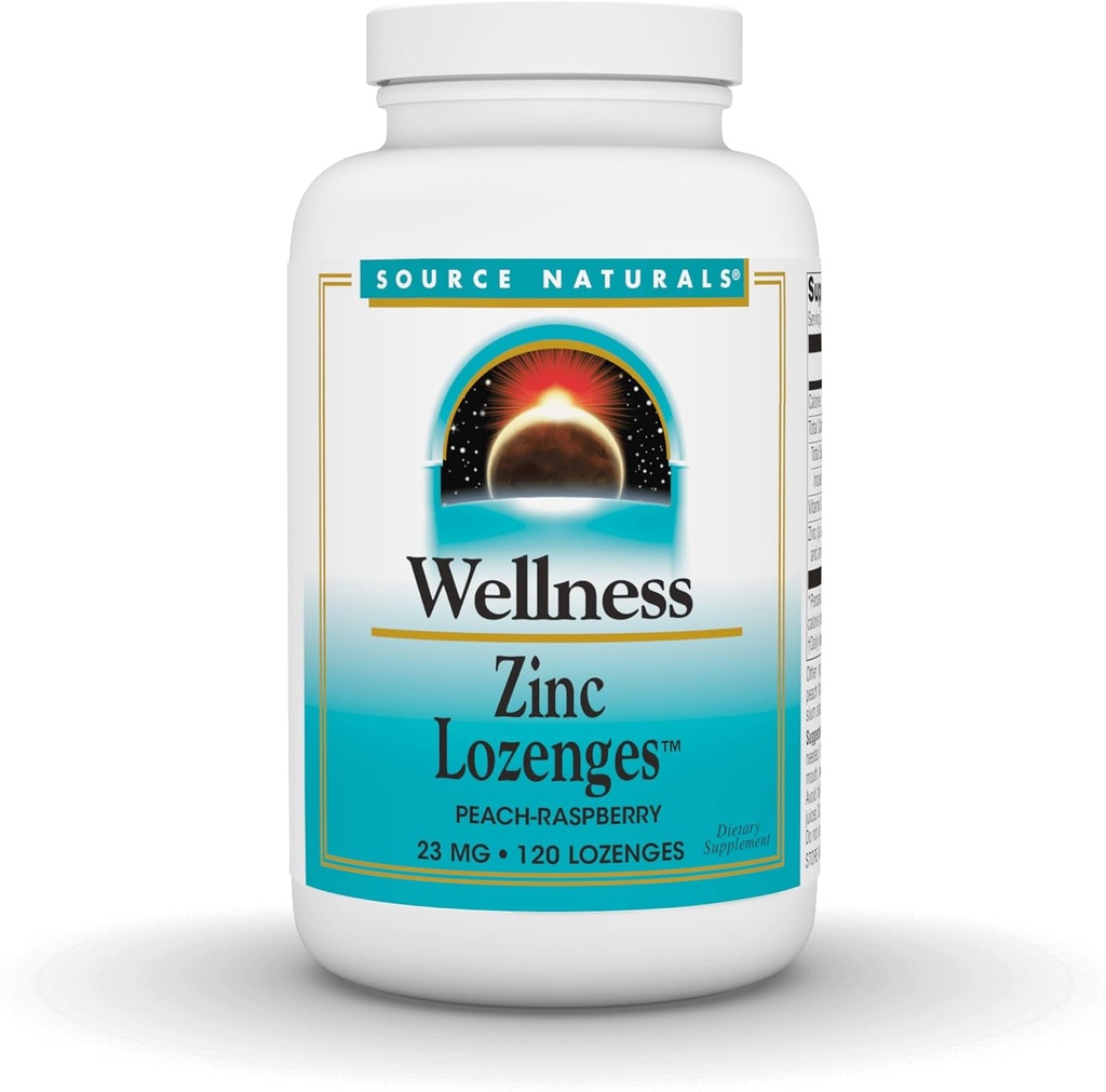 源のNaturalsのウェルネス亜鉛Lizeenges、ピーチ ラズベリーの味付けされた免疫サポート、23mg - 120 Lozenges