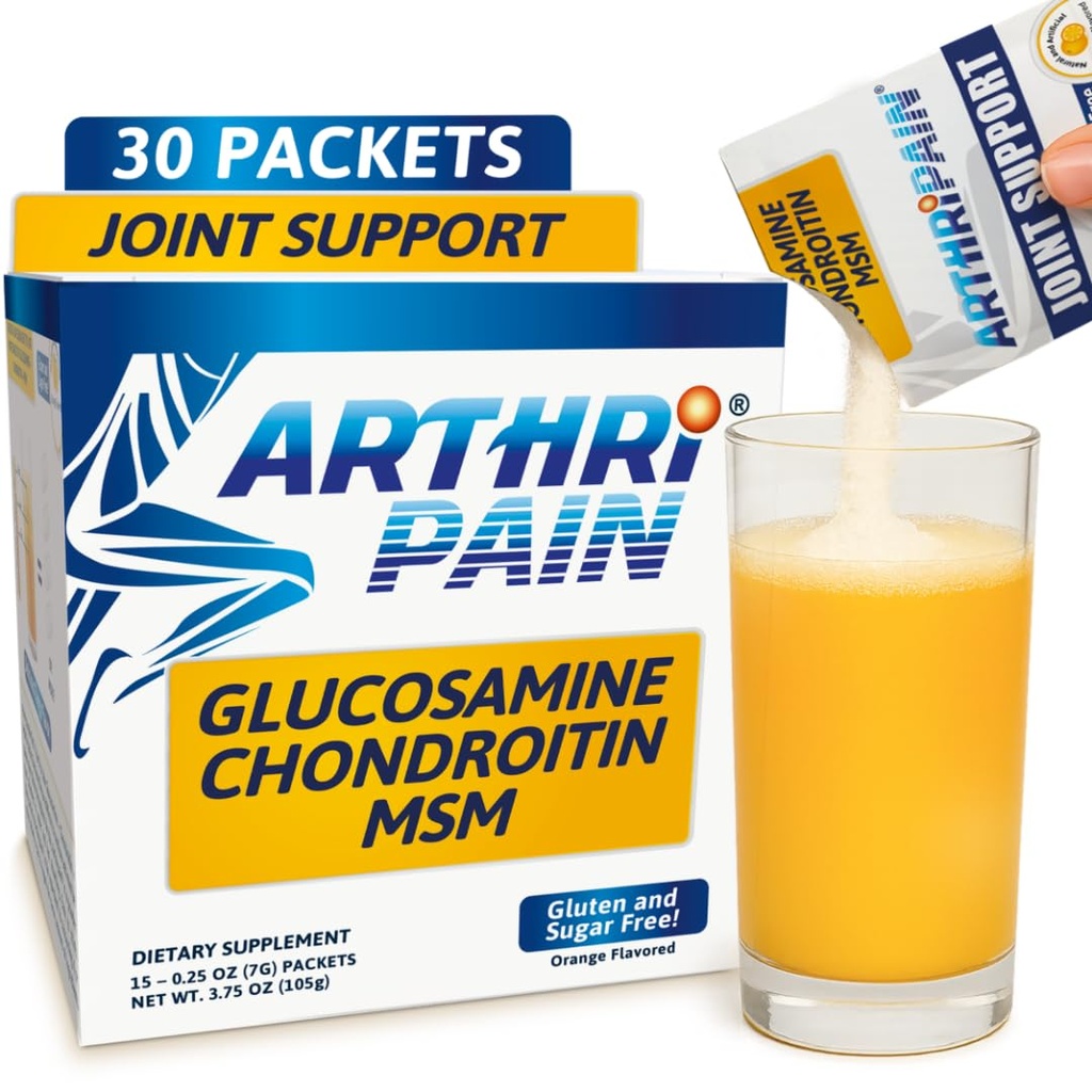 Arthripain - 共同サポート軟骨修復サプリメント - 臨床的にテストされたジョイントジュース - 靭帯救済サポート - グルコサミンコンドロイチンMSM - 腫れ膝の治療 - 砂糖フリー - 米国製 - 30ct