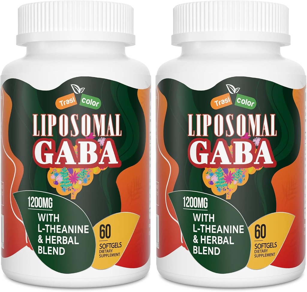 L-テアニンとLiposomal GABAは1200mg - Ashwagandha、Chamomile、人および女性のためのタルトチェリーの草の補足、120のSoftgelsが付いている高吸収GABAの複合体を補います