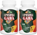 L-テアニンとLiposomal GABAは1200mg - Ashwagandha、Chamomile、人および女性のためのタルトチェリーの草の補足、120のSoftgelsが付いている高吸収GABAの複合体を補います