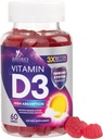 ビタミンD3 Gummy 5000 IU (125 mcg) - 女性のビタミンDサプリメント - 骨、歯、筋肉、免疫の健康サポート、高効力VIT D3自然非GMO&グルテンフリー - 60グミ