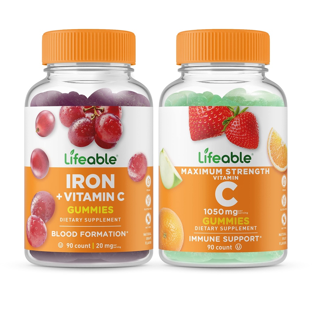ビタミンC +ビタミンC 1050mg、グミーズバンドル - 偉大なテイスティング、ビタミンサプリメント、グルテンフリー、GMOフリー、Chewable Gummy