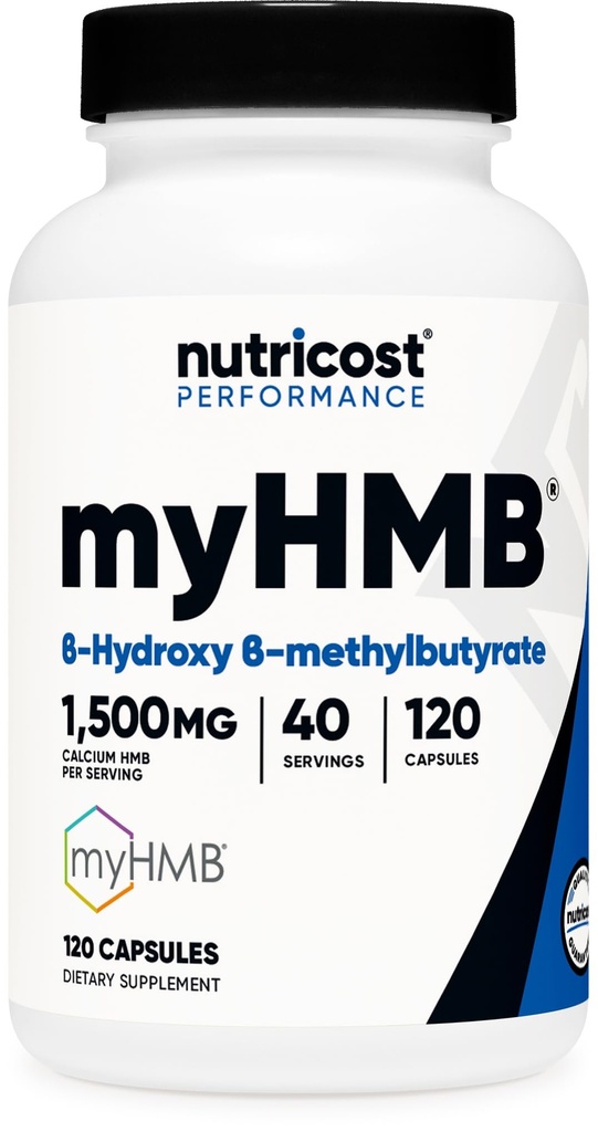 Nutricost myHMB カプセル 1,500MG カルシウム HMB サービングあたり, 120 カプセル, 40 サービング - パフォーマンス ライン, Calcium B-Hydroxy B-メチルブチレート Monohydrate
