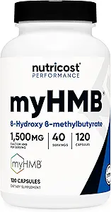Nutricost myHMB カプセル 1,500MG カルシウム HMB サービングあたり, 120 カプセル, 40 サービング - パフォーマンス ライン, Calcium B-Hydroxy B-メチルブチレート Monohydrate