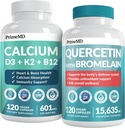 プライムMD 4-in-1 カルシウムは女性及び人または中心、骨及びボディ防衛(120 ct)及びBromelainの補足との28-in-1 Quercetin -免疫の防衛サポート(120 ct)のためのケルセチン500mgカプセルを補います