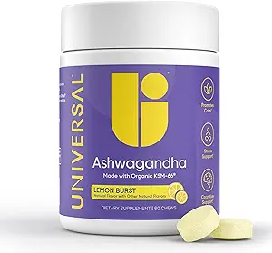 Ashwagandha KSM- 66 咀嚼 - 毎日のストレス、認知機能と気分のサポート 咀嚼可能なサプリメント、高生バイオ利用できるフルスペクトラム KSM66 Ashwagandha 根エキス、カルム&リラクゼーション - レモン、60 カウント