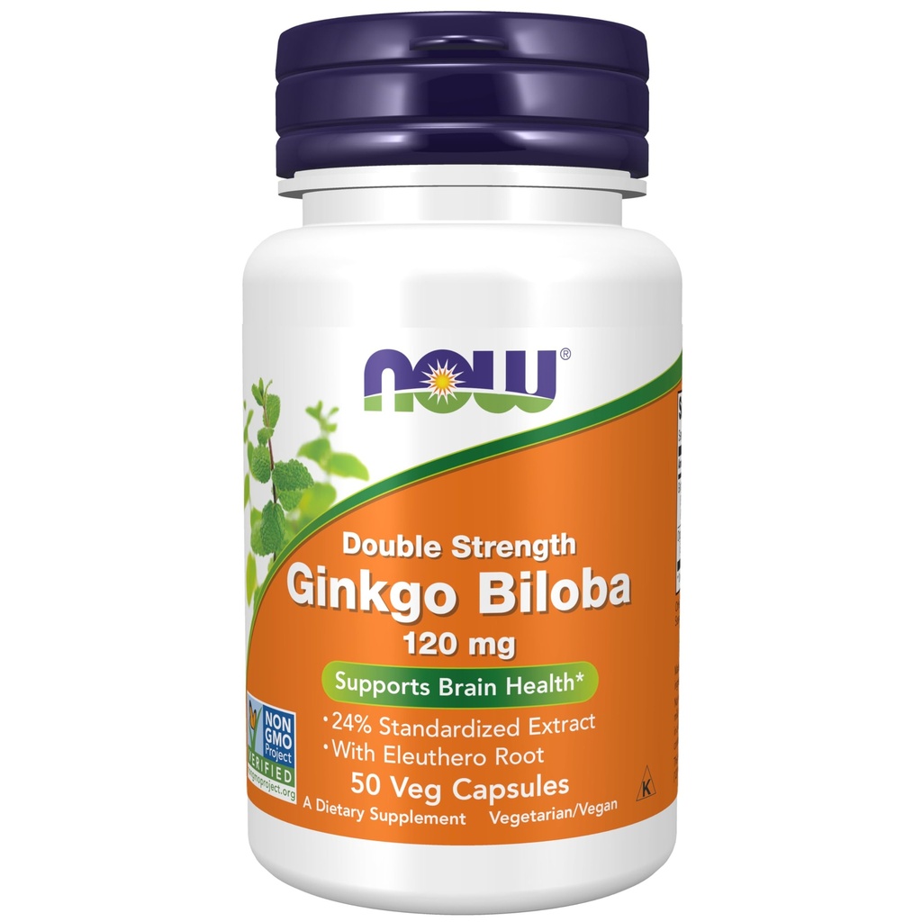 NOWの食糧補足、GinkgoのBiloba 120のmgの二重強さ、非GMOのプロジェクトは、50のVegeのカプセルを修飾しました