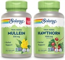 SOLARAY Mullein リーフ 330 mg と Hawthorn ベリー カプセル 1050 mg - 全体的な健康とウェルネスのためのハーブ サポート バンドルをソーシング - 完全菜食主義者、非GMO、60 日の保証、ラボ 検証済み、200/180 VegCaps