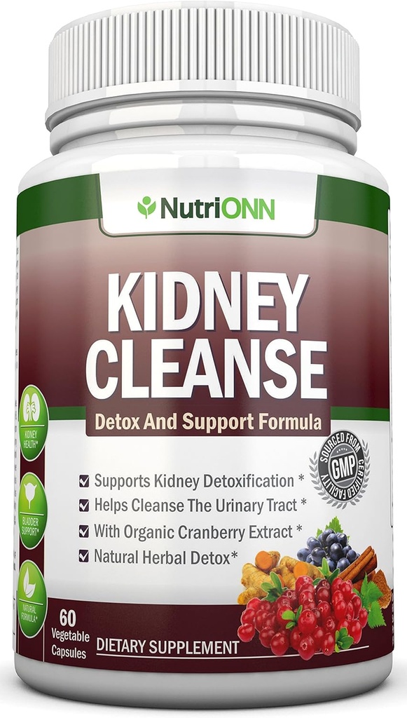 KIDNEY CLEANSE - 尿路、膀胱と腎臓のためのデトックスとサポート - 有機クランベリー、アストラガルス、ターメリック、ゴールデンロッド、グレーベルルート、ジュニパーなどのすべての天然ハーブサプリメントフォーミュラ