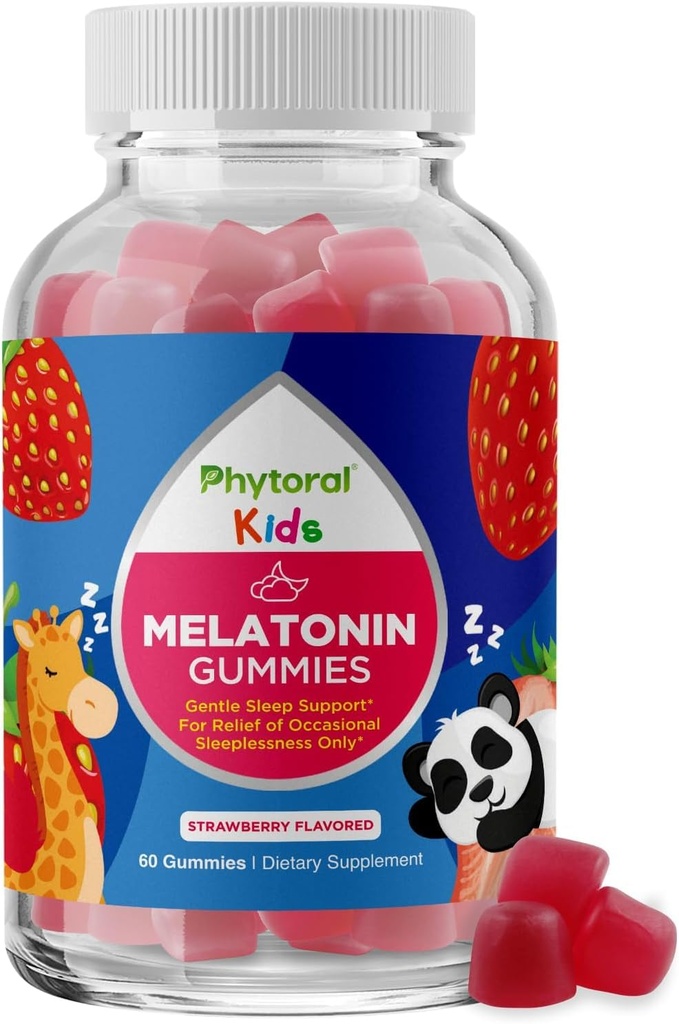 Phytoralキッズメラトニン1mgガミービタミン - 子供のための純粋なメラトニンガミーと気分のサポート - ディープスリープサプリメントガミー1mgのための子供のビタミンガミー