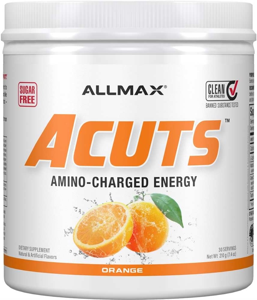 AllMAX Nutrition AMINOCUTS(ACUTS)、アミノCharged Energy Drink with Taurine、L-Carnitine、Green Coffee Bean Extract、オレンジ、30サービング