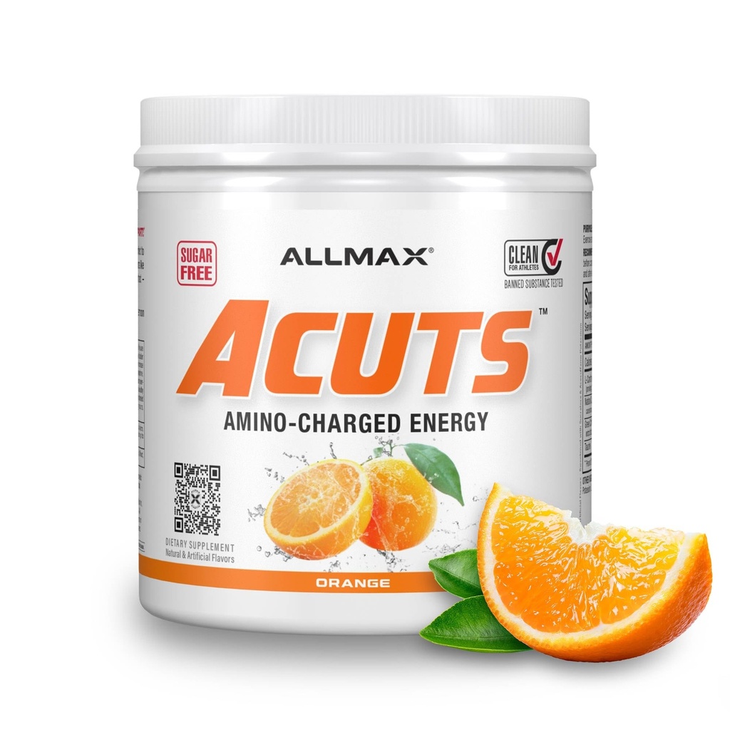 AllMAX Nutrition AMINOCUTS(ACUTS)、アミノCharged Energy Drink with Taurine、L-Carnitine、Green Coffee Bean Extract、オレンジ、30サービング