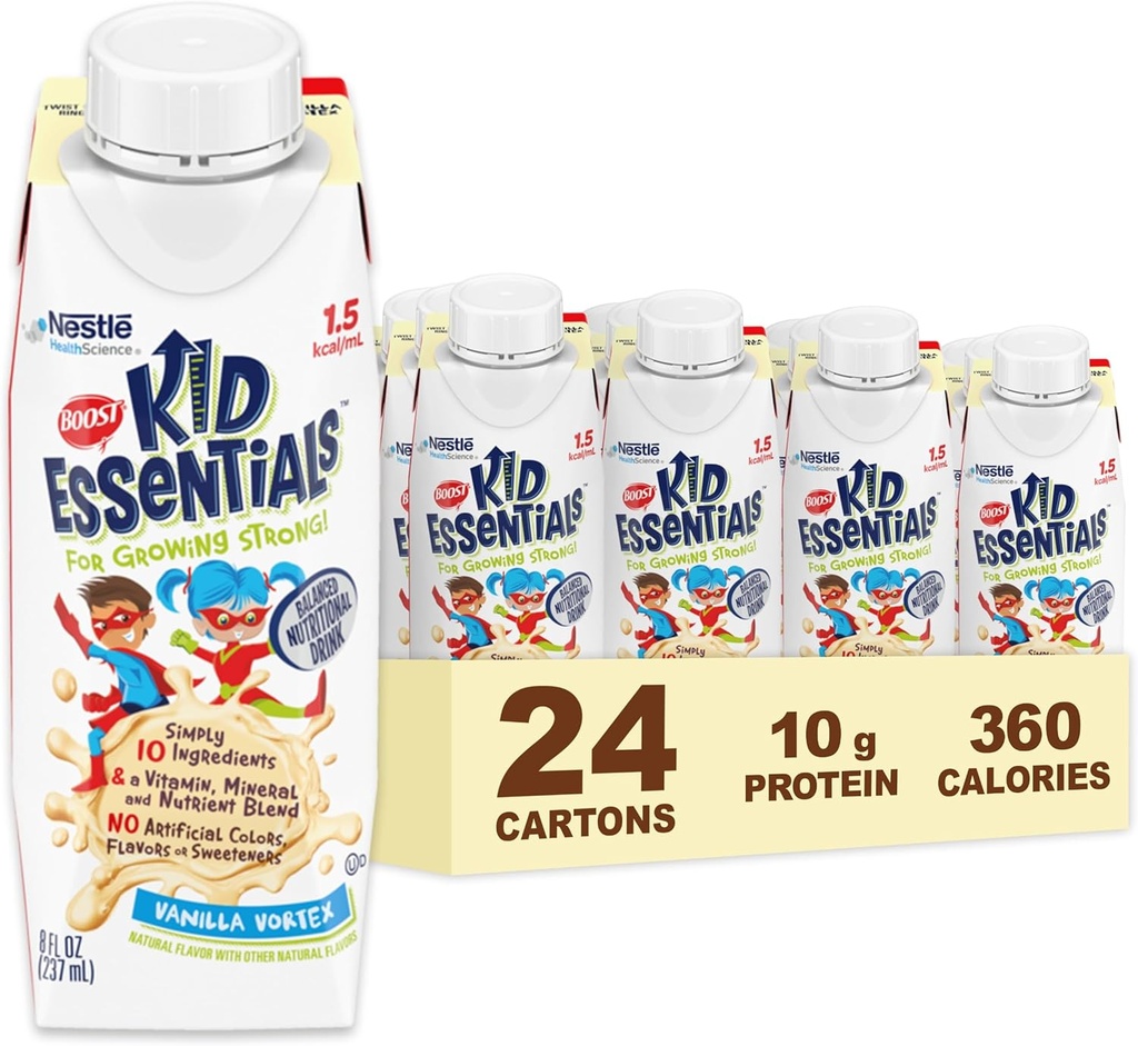 BOOSTの子供、バニラ渦、24の計算のためのKIDのESSENTIALS 1.5のバランスをとられた栄養物の飲み物