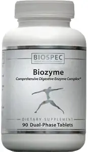 BIOZYME:完全な高い効力の消化器系酵素の複合体-二重 段階のタブレットの解放は胃のHCl、ペプシン、BromelainおよびPapain、およびPancreatin、トリプシン、ChymotrypsinおよびOxのBileを、最大限の有効のために含んでいます。 90の二重フェーズのタブレット