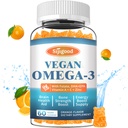 Omega-3 グミー ポテト アルゲー オメガ ソース, ブースト 脳, 目 & 免疫機能, DHA と EPA ビーガン & 砂糖無料, オレンジ味, 60