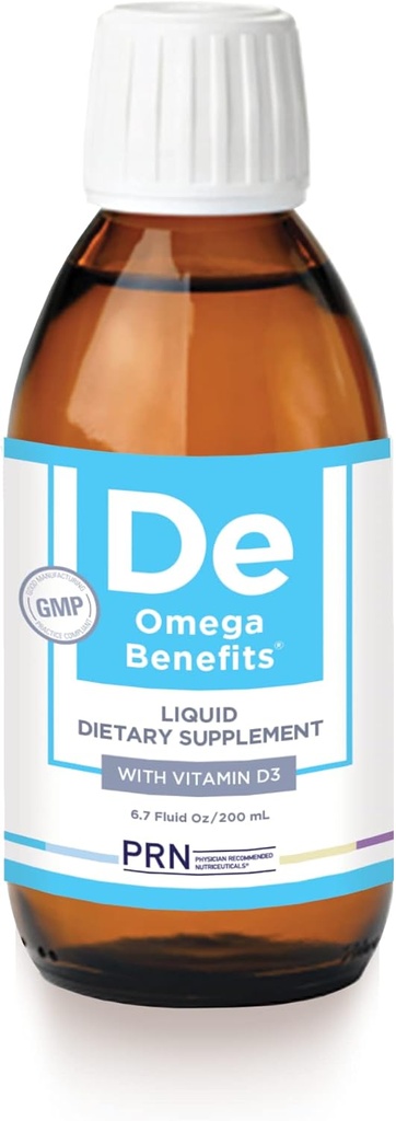 PRN DE Omega Benefits Liquid Supplement - 6.7 oz, 40-Day Supply - Re-Esterfied Omega 3 Triglyceride Form with 1680mg EPA, 560mg DHA & Vitamin D for Dry Eyes