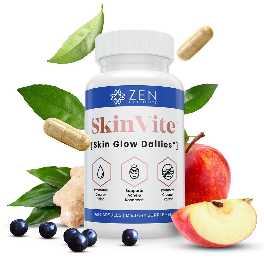 ゼンNutrients SkinViteナチュラルスキンサプリメント女性、男性&ティーン - ホルモンブレイクアウト&クリアスキンサポートサプリメント - アクネと消化のサポートのためのビタミンを解毒