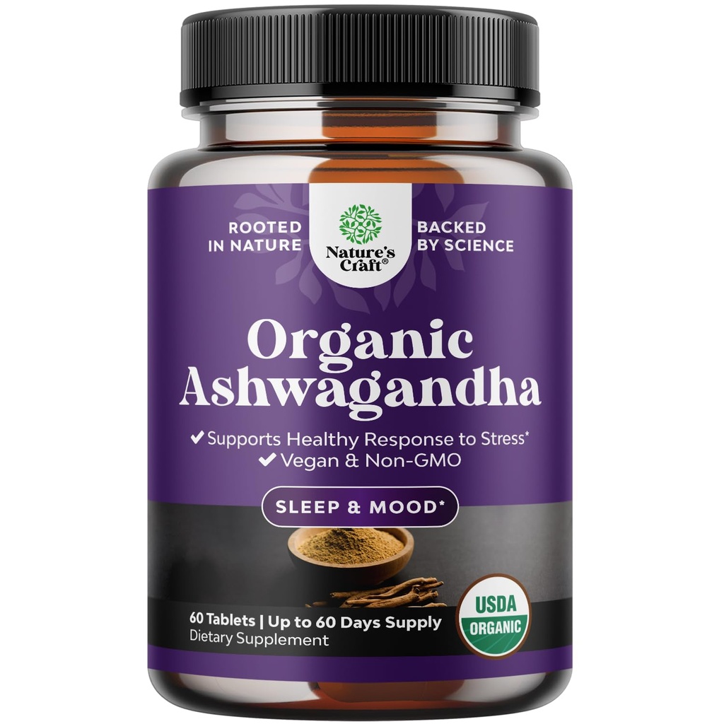 高力有機性Ashwagandhaの補足-女性及び人の気分サポート及びホルモンのバランスのためのAshwagandhaの有機性タブレット-よりよい吸収のための黒いコショウの粉- 60 Ct