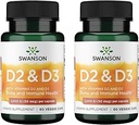 ビタミンD2&D3とスワンソンビタミンDコンプレックス - Bone、デンタル&免疫健康のための完全なサンシャインビタミンコンプレックス - ビタミンサプリメント(50 mcg、60 Veggieカプセル)(2パック)