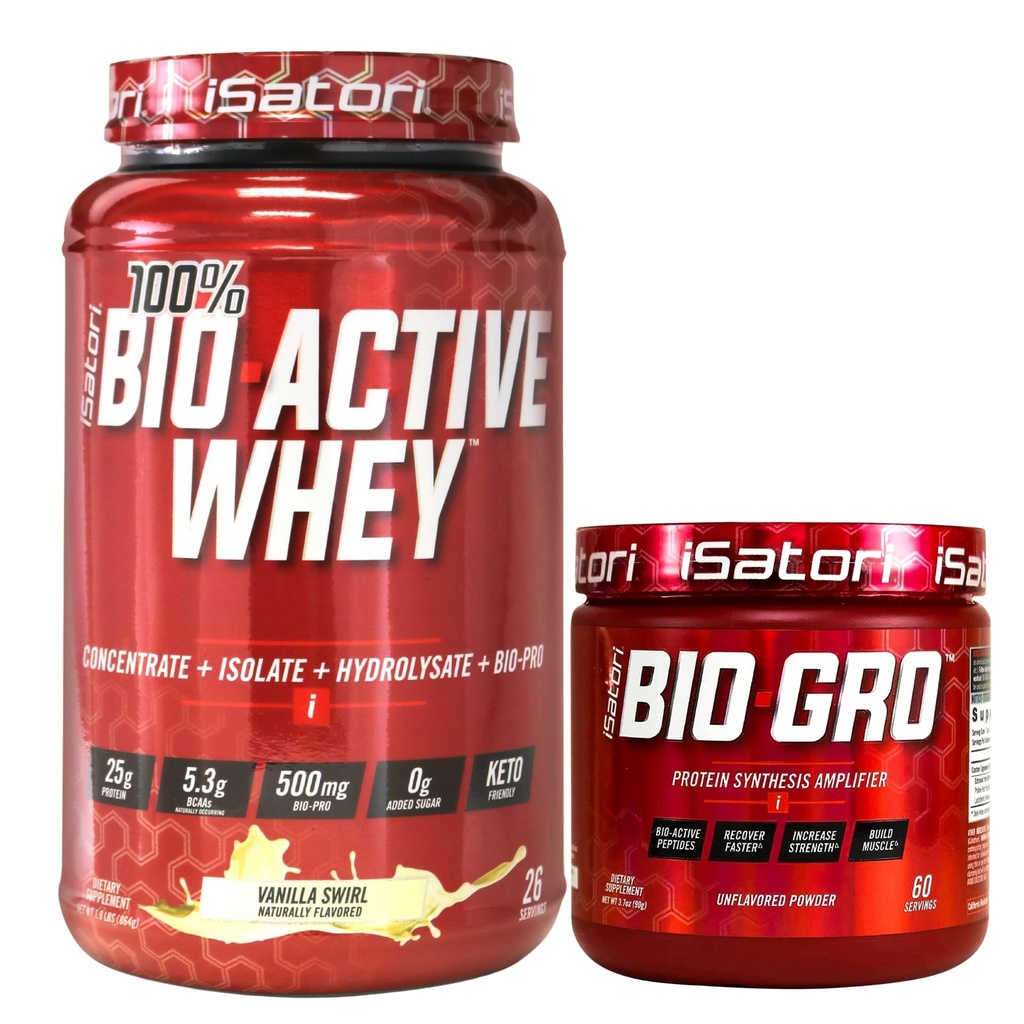 iSatori Bio-GROバニラアイスクリーム(60サービング)&Bio-Active Whey Protein Powder Unflavored(30サービング)