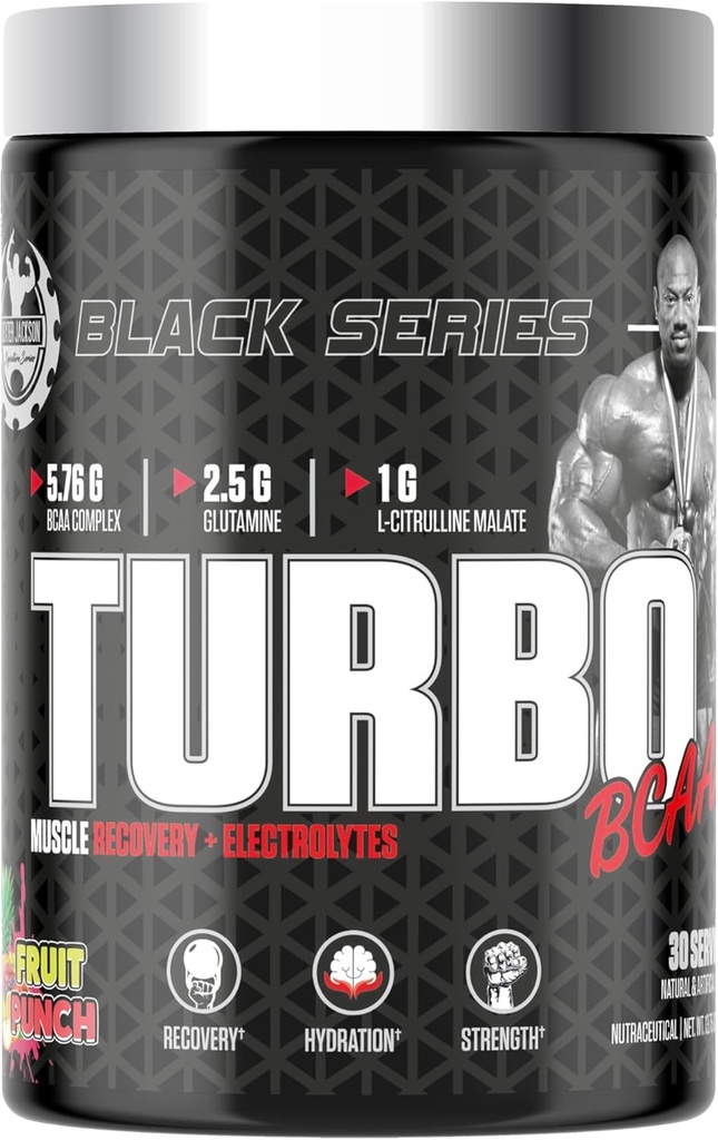 ブラックシリーズ ターボ BCAA | 強化性能のための高度な筋肉回復式 | 30 サービング、390 グラム(通常、フルーツパンチ)