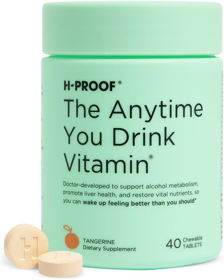 H-PROOF あなたはビタミンを飲むとき、いつでも, 肝の健康 & 電解液と免疫サポート, ミルクアザミ, ビタミンB & C - 40 咀嚼可能なタブレット (20 人前), ビーガン, タンジェリン