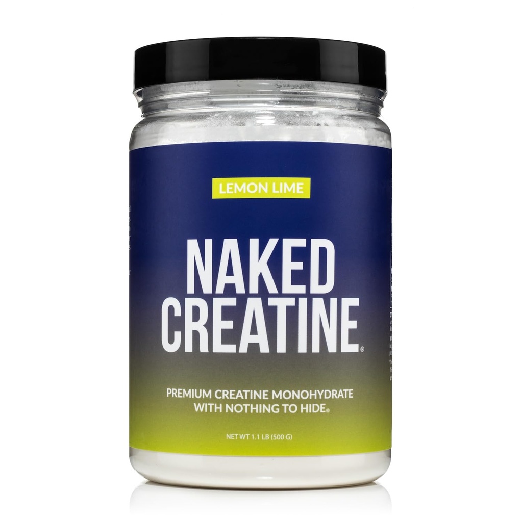 NAKEDピュアクロマイズレモンライムクレアチンモノハイド - 42 サービング - 500 グラム、1.1Lb バルク、ビーガン、非GMO、グルテンフリー、大豆無料。 エイド強度の利益、添加物なし
