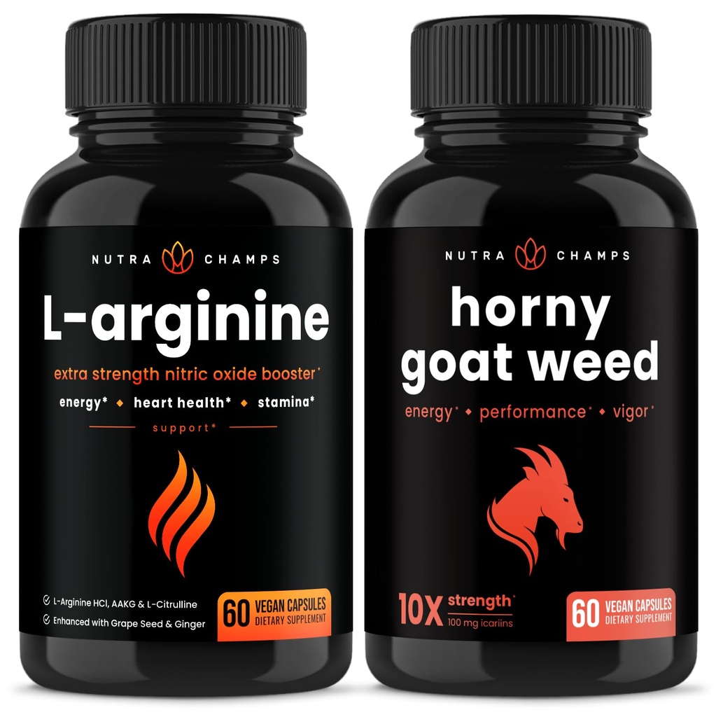NutraChamps L-Arginineのカプセルおよび角形の雑草のカプセル2のパックの束