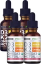 (4 パック) ビタミン D3 K2 は不燃性及びいちごの味の束を落とします - MCT オイル Omega 3 の最高の強さのビタミン D の液体 5000 の IU - 注入口無し、免疫サポートのための非GMO 液体 D3、2 Fl Oz 各