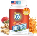 Cordyceps Mushroom Capsules - Immune & Energy Support Supplement with Cordyceps Militaris, Maca Root, Ginseng, Rhodiola, Mushroom Supplement for Endurance, Stamina, Athletic Performance, 60 Capsules