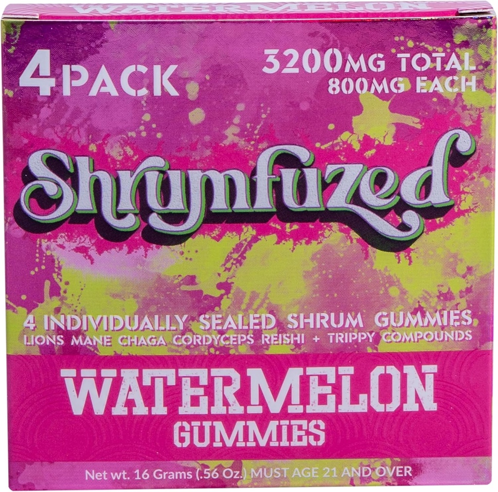 プロプライエタリノトロピックガミー3200mg - ライオンズマネ、レイシ、チャガ、およびコルディセプノトロピックトリップエキノコブレンド(4、スイカ)