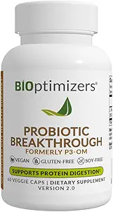 BiOptimizers Probioticブレークスルー – 乳酸菌 OM プロバイオティクス & グアットのためのプレバイオティクス健康サプリメント, 消化 & 女性男性高齢者のための免疫サポートプロバイオティクス – 60 ビーガンカプセル