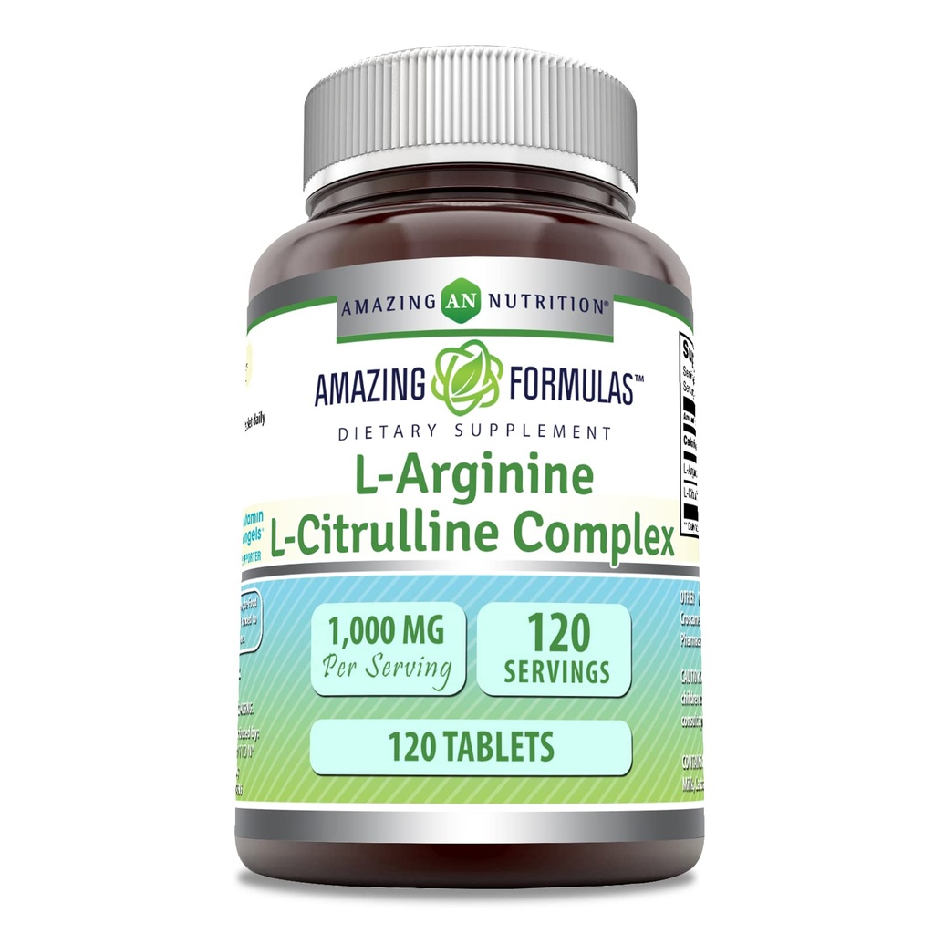 アメージングフォーミュラ L-アルギニン/L-シトルリンコンプレックス1000mg 120錠サプリメント|非GMO|グルテンフリー|米国製