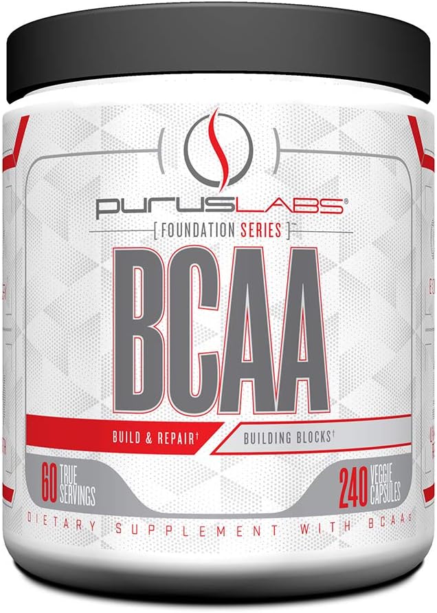 BCAAは、Purus Labs Foundationシリーズのカプセル | 2:1:1:Leucine, Valine, Isoleucine | for Recovery, Endurance, Strength and Muscle Building | 240 Capsule(60人前)