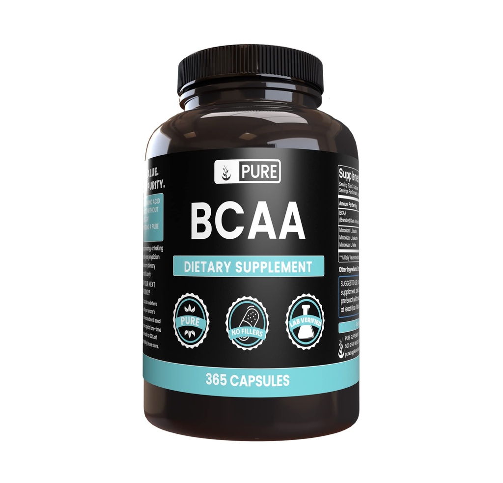 純粋な元の原料 BCAA (365 のカプセル)マグネシウムか米の注入口無し、常に純粋、実験室は確認しました