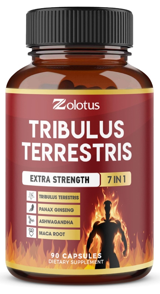 Tribulus Terrestrisは、Ashwagndha、Panax Ginseng、Sw Palmetto、Maca、Shilajit - 90カプセル - 3ヶ月の供給とカプセル