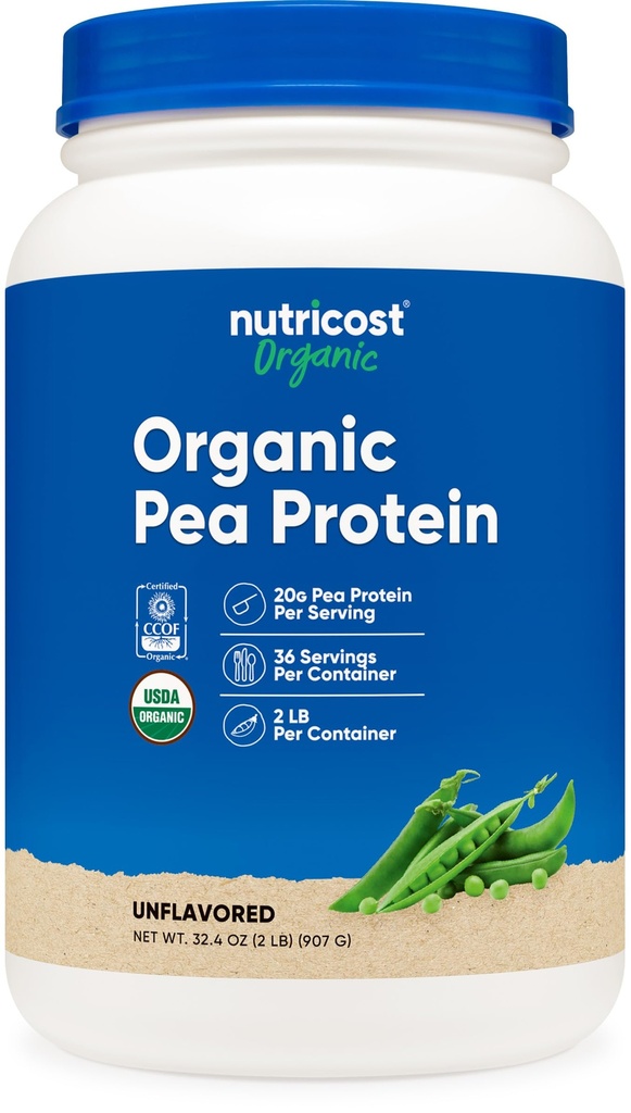 Nutricostオーガニックピープロテインアイソレートパウダー(2LBS) - Unflavored、認定USDA Organic、植物からタンパク質、ベジタリアンフレンドリー、グルテンフリー、非GMO