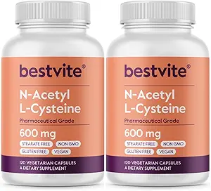 N-アセチル L-Cysteine 600mg (NAC) (120 ベジタリアンカプセル) (120 x 2) - ない Stearates - 完全菜食主義者の - いいえ 塗りつぶし - いいえ ゼラチン - グルテンフリー - GMO