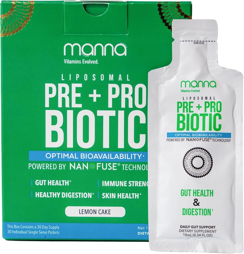 マンナビタミンEvolved Liposomal Prebiotic + Probiotic Packets - 40 Billion CFU、8 Strains - Gut、Digestive、免疫サポート - 高吸収、棚安定、毎日のサプリメント、30シングルセルフ