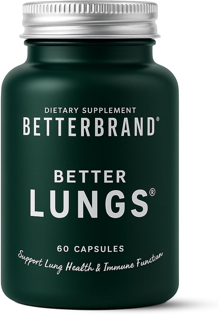 より良いブランドBetterLungs Lungsは、NAC、スモーカーのためのMulleinリーフ、Elderberry、ビタミンD、Ginseng、Reishiマッシュルーム - 60カプセル - パック1