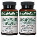 NutraMedixフィットネスプランサプリメントバンドル - 共同&モビリティウェルネスのためのエネルギー&アスレチックサポートとセラピターゼのためのマグネシウムマレート - フィットネスサポートサプリメント - 2ピースカプセルセット