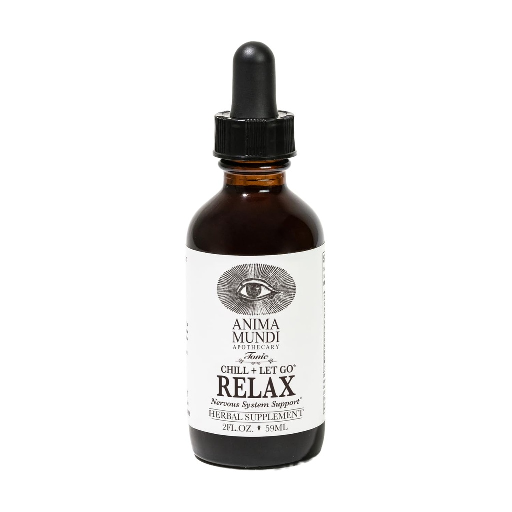 Anima Mundi Apothecary Relax Tonic Nervous System Support - 天然カルムアイド&ムードエンハンサー - レモンバーム、パッションフラワー、カモミール、アッシュワガンダルート&ラベンダー(2 fl oz)でストレス救済を達成
