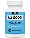 NovaFerrum All Good | アイアンカプセルの大人用サプリメント | 貧血 | 50mgの鉄 | 90 食 | 砂糖無料 | ビーガン | グルテンフリー