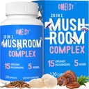きのこのサプリメント2600mg、20-in-1キノココンプレックス、ライオンズマネ、コルディセプ、レシ、トルコテール、チャガ - 脳は、記憶と焦点、記憶の補足、気分、免疫、120カプセルのためのサプリメント