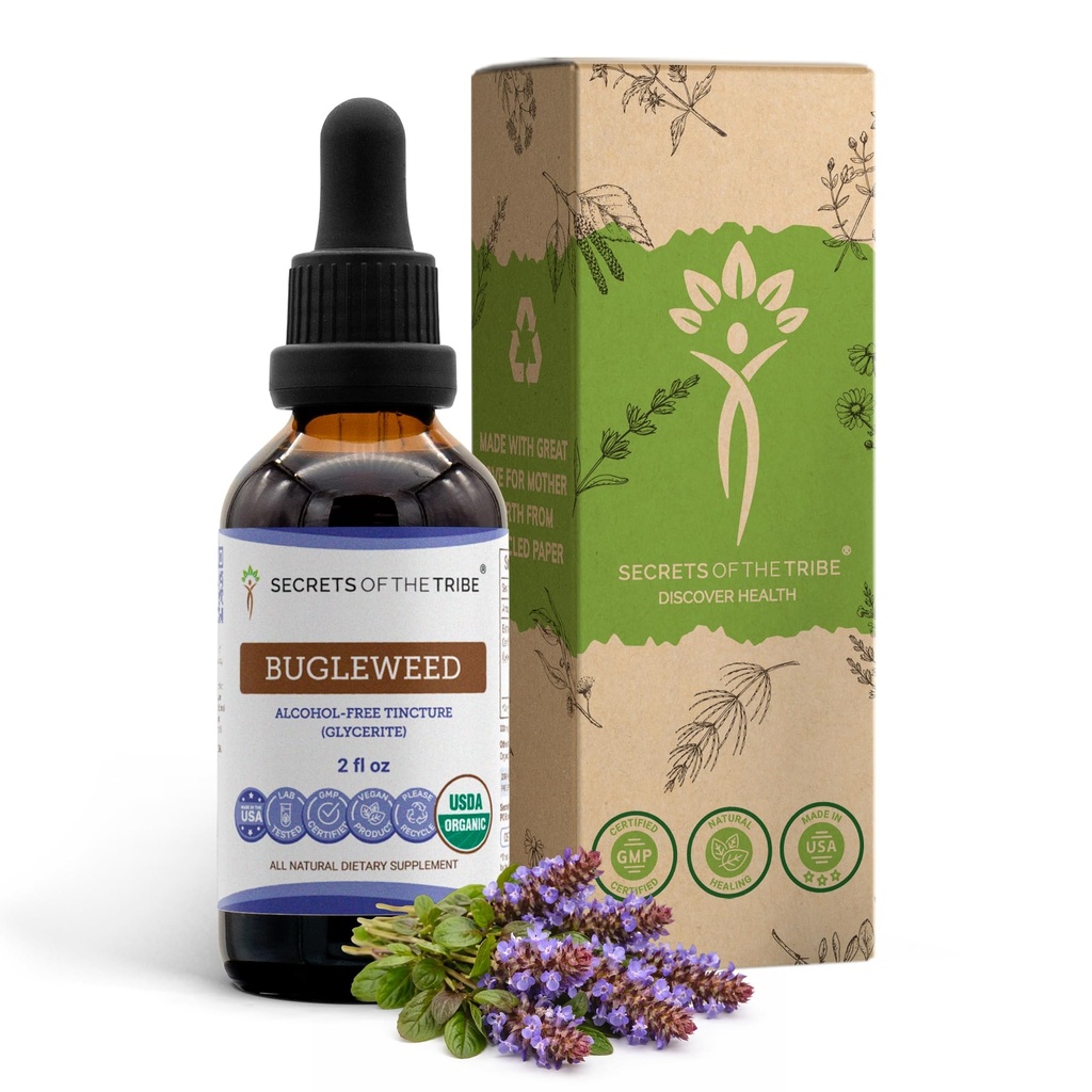 Bugleweed USDA Organic | アルコールフリーエキス、高確率ハーブドロップ、呼吸器系 | 100%認定オーガニックバクレイード(Ze Lan、Lycopus Virginicus)ドライハーブ(2FL OZ)製