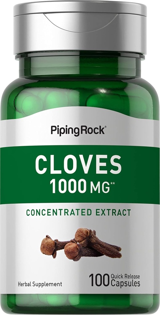 パイピングロッククローブカプセル1000mg | 100丸薬 | 濃縮エキス | ハーブサプリメント | 非GMO&グルテンフリー